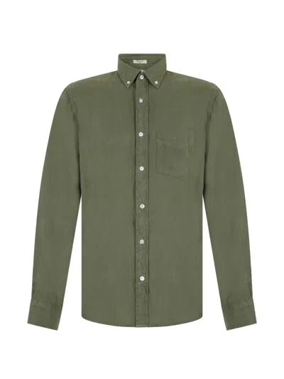 Gant Long-sleeve Linen Shirt In Green