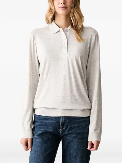 Gant Long-sleeve Polo Shirt In Gray