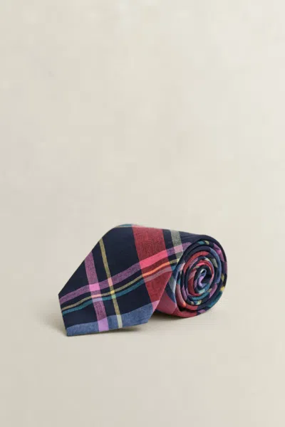 Gant Madras Check Tie In Blue