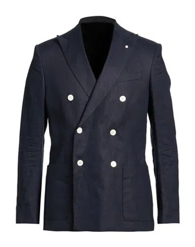 Gant Man Blazer Navy Size 42 Linen In Blue