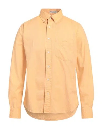 Gant Man Shirt Apricot Size 17 ½ Organic Cotton In Orange