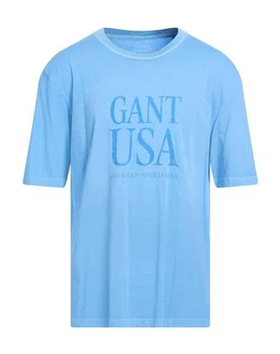 Gant Man T-shirt Light Blue Size Xxl Cotton