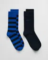 Gant Mens Barstripe And Solid Socks 2-pack In Black