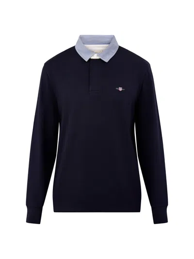 Gant Mens Chambray Heavy Rugger In Blue