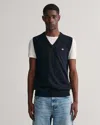 Gant Mens Classic Cotton V-neck Sweater Vest In Black