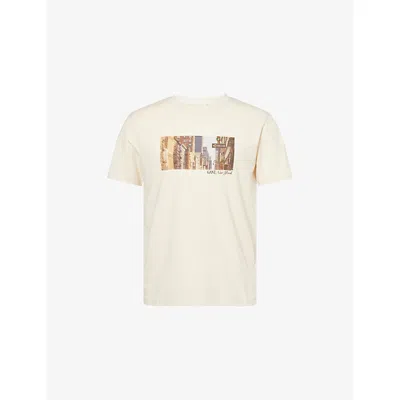 Gant Mens  Graphic- Print Crewneck Cotton T-shirt In Neutral