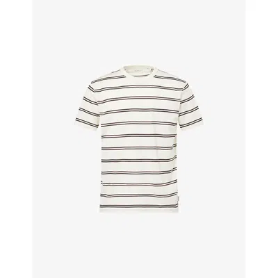 Gant Mens Cream Pima Striped Cotton T-shirt In White