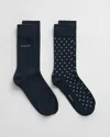 Gant Mens Dot And Solid Socks 2-pack In Blue