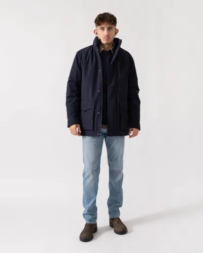Gant Mens Double Mid Length Jacket In Blue
