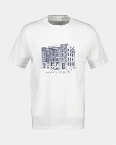 Gant Mens Factory Graphic Short Sleeve T-shirt In White