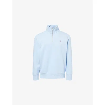 Gant Mens  Shield Embroidered-logo Cotton-blend Sweatshirt In Blue