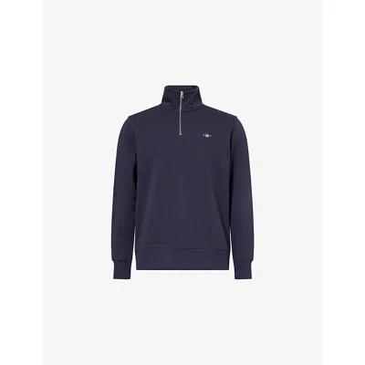Gant Mens  Shield Embroidered-logo Cotton-blend Sweatshirt In Blue