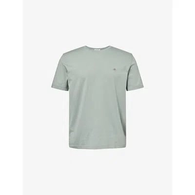 Gant Mens  Shield Embroidered-logo Cotton T-shirt In Green