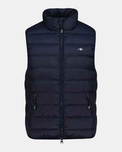 Gant Mens Light Down Shield Logo Gilet In Blue
