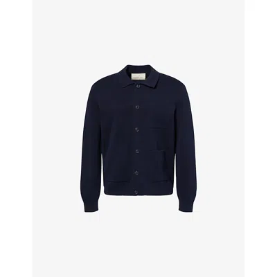 Gant Mens Milano Knit Cotton Cardigan Evening Blue