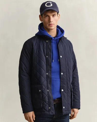 Gant Mens Quilted Mid Jacket In Blue