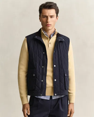 Gant Mens Quilted Vest In Blue