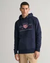 Gant Mens Regular Fit Archive Shield Pullover Hoodie In Blue