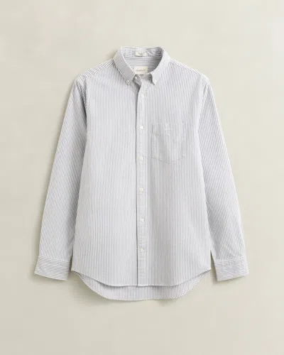 Gant Mens Regular Fit Brushed Oxford Stripe Shirt In 435 Crisp Blue