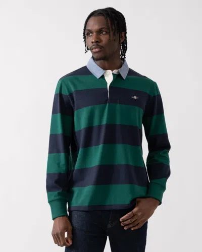 Gant Mens Regular Fit Chambray Stripe Heavy Rugger In Green