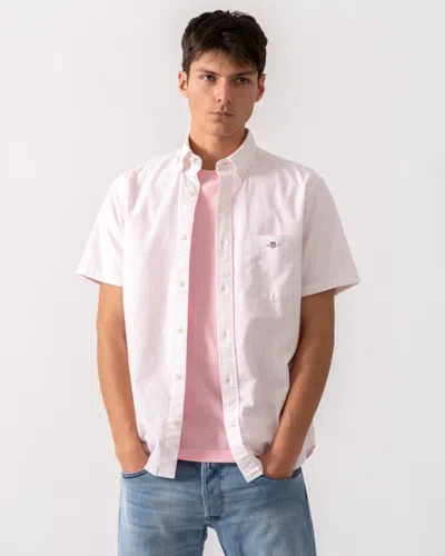 Gant Mens Regular Fit Classic Oxford Stripe Short Sleeve Shirt