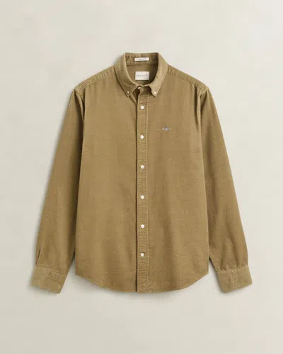 Gant Mens Regular Fit Corduroy Shirt In 264 Light Taupe