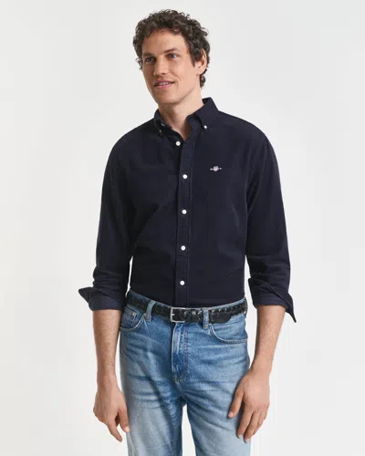 Gant Mens Regular Fit Corduroy Shirt In 433 Evening Blue