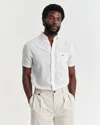 Gant Mens Regular Fit Cotton Linen Short Sleeve Shirt With Embroidered Shield