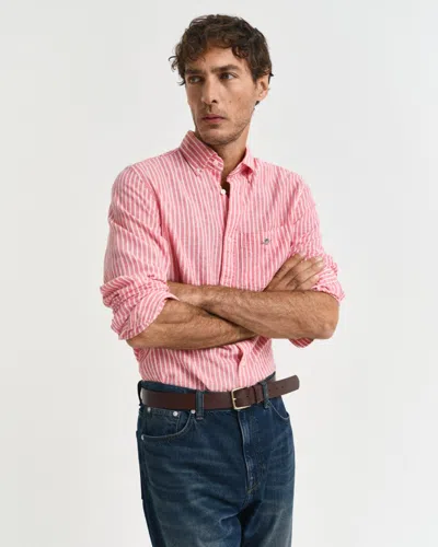 Gant Mens Regular Fit Cotton Linen Stripe Shirt