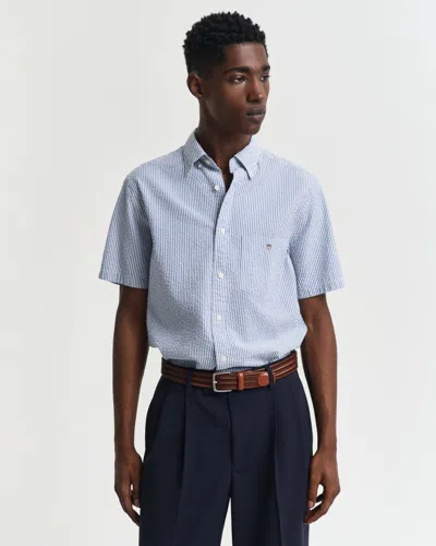 Gant Mens Regular Fit Seersucker Stripe Short Sleeve Shirt