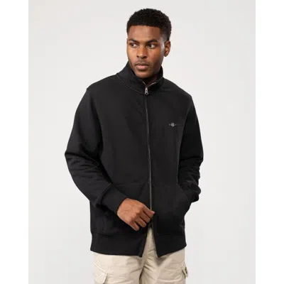 Gant Mens Regular Fit Shield Logo Full Zip Sweatshirt In Black