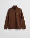 Gant Mens Regular Fit Shield Logo Half Zip Sweatshirt In Brown