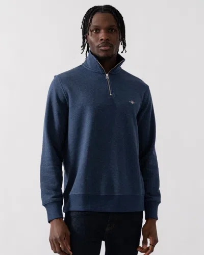 Gant Mens Regular Fit Shield Logo Half Zip Sweatshirt In Multi