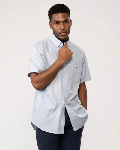 Gant Mens Regular Fit Short Sleeve Poplin Shirt In Blue
