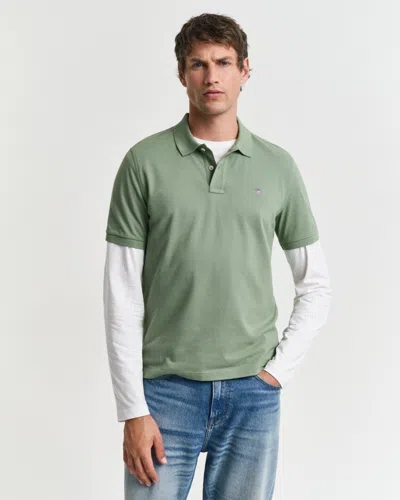 Gant Mens Regular Fit Short Sleeve Shield Logo Pique Polo