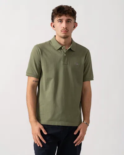 Gant Mens Regular Fit Short Sleeve Shield Logo Pique Polo