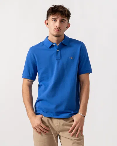 Gant Mens Regular Fit Short Sleeve Shield Logo Pique Polo