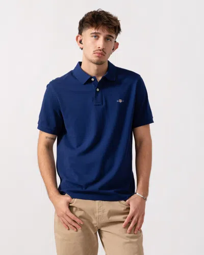 Gant Mens Regular Fit Short Sleeve Shield Logo Pique Polo