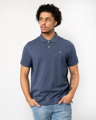 Gant Mens Regular Fit Short Sleeve Shield Logo Pique Polo In Brown
