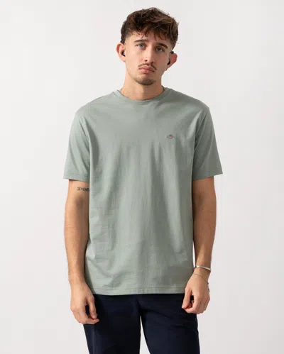 Gant Mens Regular Fit Short Sleeve Shield Logo T-shirt In Gray