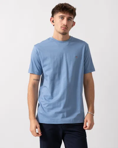 Gant Mens Regular Fit Short Sleeve Shield Logo T-shirt In Blue