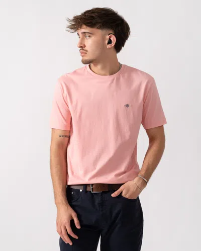 Gant Mens Regular Fit Short Sleeve Shield Logo T-shirt In Pink