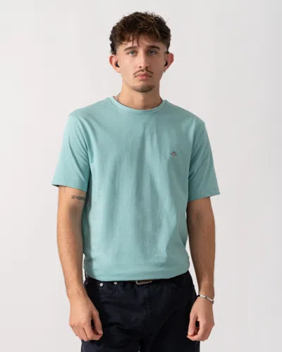 Gant Mens Regular Fit Short Sleeve Shield Logo T-shirt In Blue