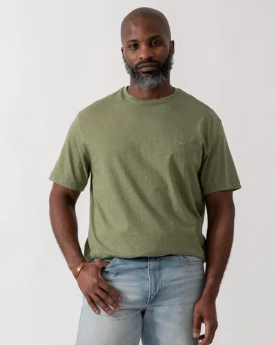 Gant Mens Regular Fit Short Sleeve Shield Logo T-shirt In Green