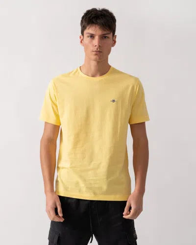 Gant Mens Regular Fit Short Sleeve Shield Logo T-shirt In Yellow