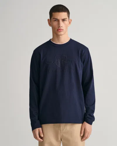 Gant Mens Regular Fit Tonal Shield Long Sleeve T-shirt