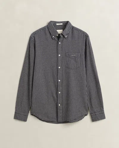 Gant Mens Regular Fit Windblown Flannel Check Shirt In Blue