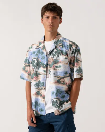 Gant Mens Resort Island Print Short Sleeve Shirt In Multi