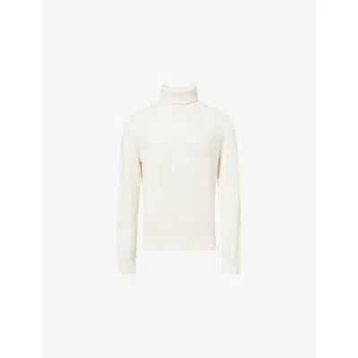 Gant Mens Rib-knit Turtleneck Cotton And Merino-wool Turtleneck Cream