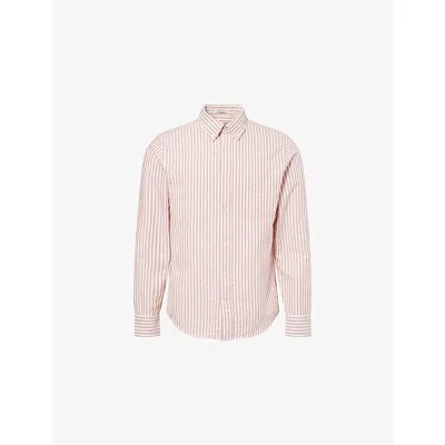 Gant Mens  Classic Striped Cotton Shirt In Pink